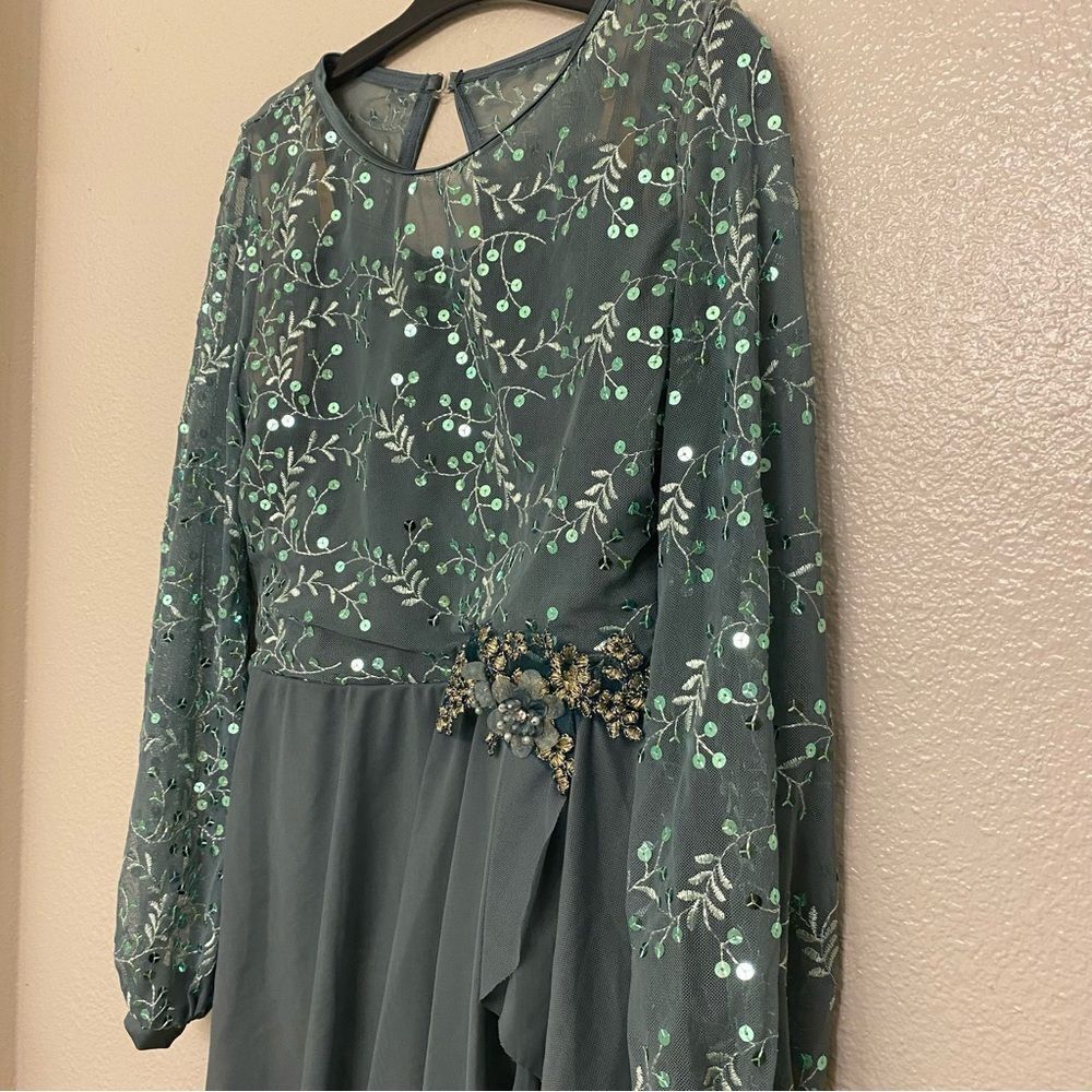 Weissman Dance Costume sage green sequin appliqué Saint Honesty 13413 XLC - Picture 4 of 12